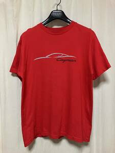 PORCHE Cayman ポルシェ ケイマン プリント入り半袖Tシャツ 赤 L 中古品