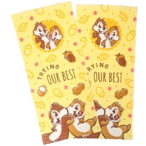 ★新品　チップとデール　Chip 'n Dale　プリントロングタオル2枚セット　フェイスタオル　No2　レリッシュ　ディズニー　Disney