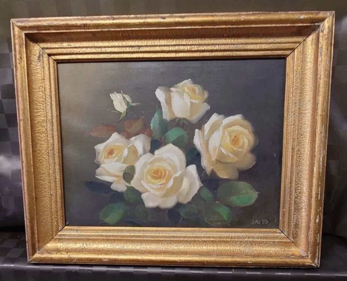 最新情報 油絵 静物画 花 油彩画 絵画 絵 バラ 三ノ宮」サイン 真作