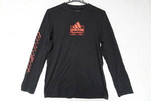 adidas/アディダス/長袖Tシャツ/ロンT/カットソー/前身頃・右袖プリント/カセットテープモチーフ/黒/ブラック/Sサイズ(6/7R)