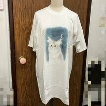 【K4297】 未使用 猫 転写プリント Tシャツ 2枚セット おまとめ スカイバード ネコ 大きいサイズ M L レディース 可愛い 動物 長期保管_画像8