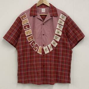 Karl Helmut badge total pattern check open color short sleeves . collar shirt KarlHelmut Karl hell mPINK HOUSE Pink House 3060104