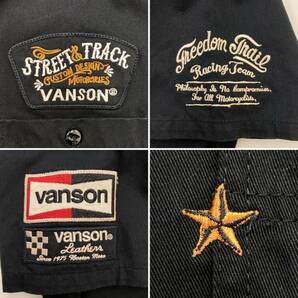 VANSON 刺繍 ワッペン 開襟 半袖 シャツ ブラック 黒 メンズ Mサイズ バンソン オープンカラー 3060254の画像8