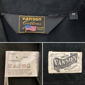 VANSON 刺繍 ワッペン 開襟 半袖 シャツ ブラック 黒 メンズ Mサイズ バンソン オープンカラー 3060254の画像3