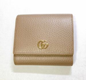 【質屋 尾張屋商店 東京】 ☆美品☆ グッチ 2折財布 GGマーモント 598587 コンパクト ベージュ