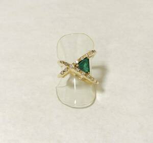 [ pawnshop Owari shop shop Tokyo ] *. another result attaching * K18YG emerald diamond ring #13 natural stone 