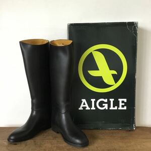 『訳あり』エーグル【新品】39（24.5ｃｍ）ＡＩＧＬＥ/フランスAIGLE レインブーツ 乗馬 ジョッキーブーツ 長靴 デッドストック