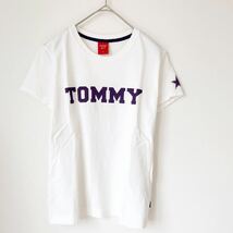 TOMMY GIRLトミーヒルフィガージャパン トミーガール レディースSサイズ ロゴ半袖Tシャツ カットソートップス白ホワイト紫レディース_画像1