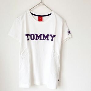 TOMMY GIRLトミーヒルフィガージャパン トミーガール レディースSサイズ ロゴ半袖Tシャツ カットソートップス白ホワイト紫レディース