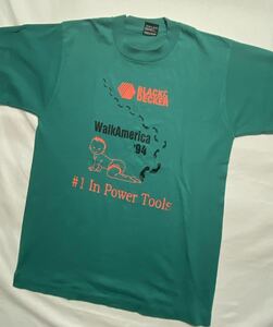 状態○ 90s USA製　フルーツオブザルーム　ブラックアンドデッカー　企業T Tシャツ　サイズ　M シングルステッチ　ターコイズグリーン