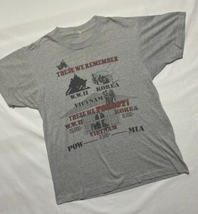 レア　ツートン　80s USA製　スクリーンスターズ　戦争　捕虜　メッセージ　Tシャツ 霜降りグレー　サイズ　L シングルステッチ　ARMY