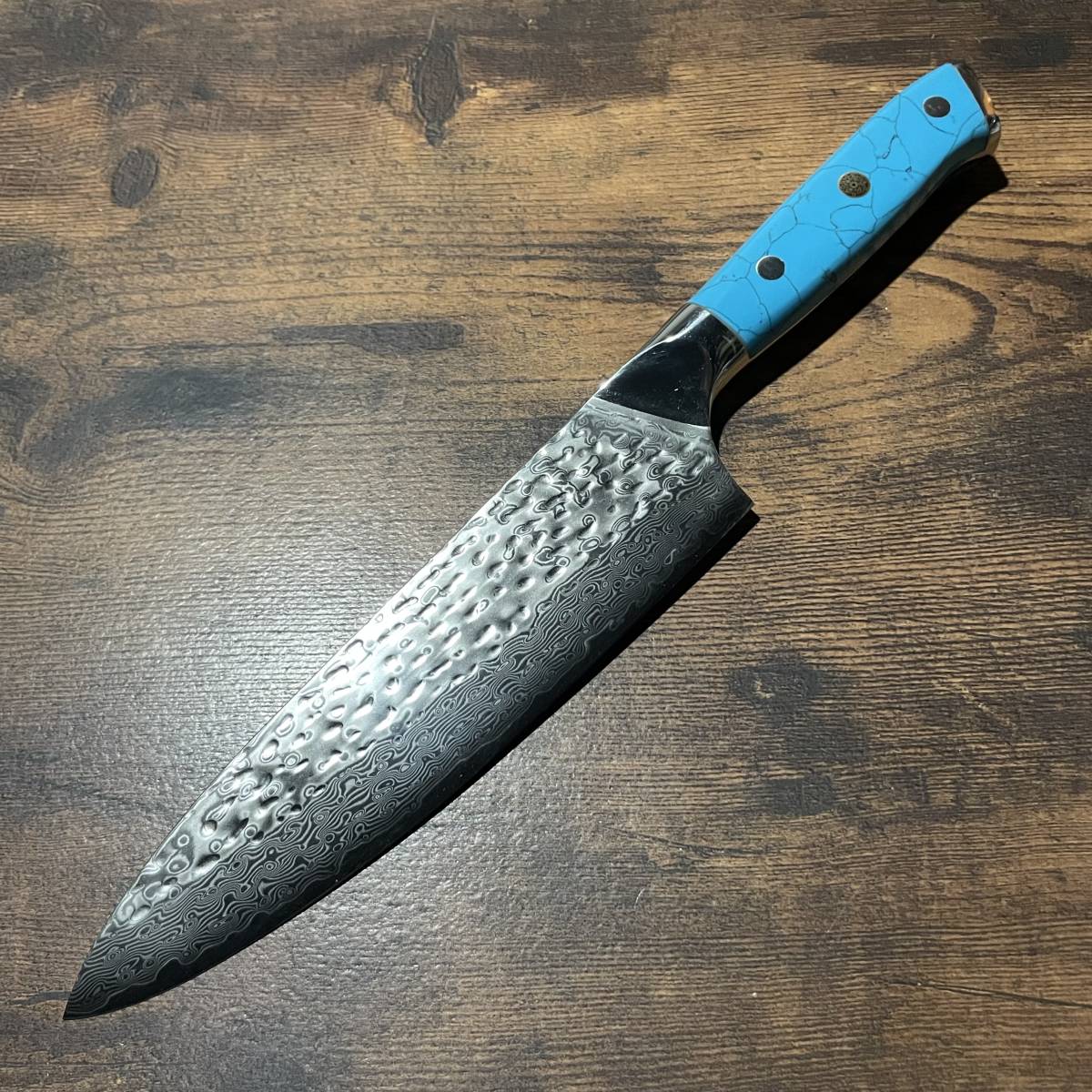 銘なし 牛刀包丁230mm SG2鋼 ダマスカス メープル八角柄