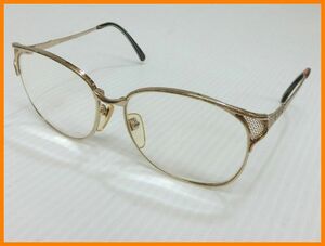 2306★F-809★LANVIN ランバン 35-551 メガネ 度あり フレーム取り 金色　中古