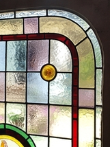 ■アンティークステンドグラス12372 エナメル絵付け 鳥 風景 装飾 ロンデルガラス 英国 イギリス 窓 ドア 内装に ■_画像8