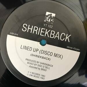 12”●Shriekback / Lined Up UK盤 YT 102 ニューウェイヴ・ディスコ