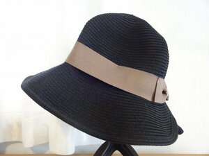 ◯ベルアカッカ◯レディース・婦人用　つば広ハット　サイズ５７・５cm　キャップ　５７・５cm　帽子　黒色帽子