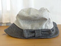【Kクラフト】レディース・婦人用　つば広ハット　灰色帽子　サイズ５７.５cm　キャップ　帽子　ウール使用_画像7