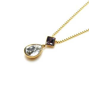  beautiful goods SWAROVSKI diamond Teardrop necklace Gold clear purple Swarovski 