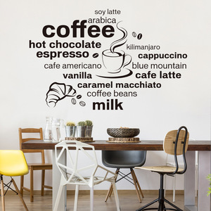 ウォールステッカー YB136　カフェ　コーヒー　英語　癒す　DIY 壁紙　インテリアシート　剥がせるシール　送料無料