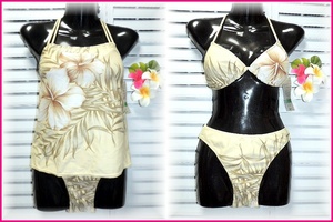  Japan selection made in Japan separate swimsuit bikini tankini set 9 number /M cream ×botanikaru pattern 
