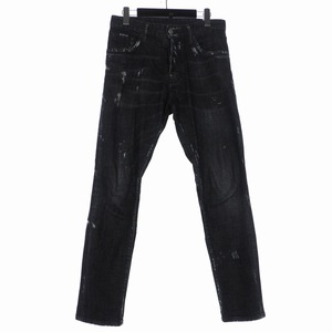 ディースクエアード DSQUARED2 23SS ダメージ加工 ボタンフライ ジーンズ デニムパンツ 44 黒 ブラック S71LB0664 S30357 メンズ