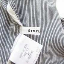 シンプルライフ SIMPLE LIFE シャツ ブラウス ストライプ 長袖 M グレー レディース_画像4