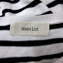 メルロー merlot カットソー ノースリーブ ボーダー フリル F 白 ホワイト 黒 ブラック /YI レディース_画像6