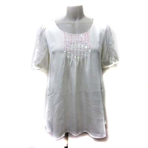  ef-de ef-de tunic blouse spangled short sleeves 9 white eggshell white /YI lady's 