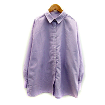 アントマリーズ Aunt Marie's カジュアルシャツ 長袖 ストライプ柄 オーバーサイズ F 紫 パープル 白 ホワイト /SY4 レディース_画像1