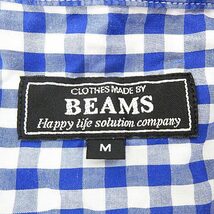 ビームス BEAMS シャツ カットソー ボタンダウン 半袖 コットン 薄手 チェック M 青 白 ブルー ホワイト トップス /RT メンズ_画像6