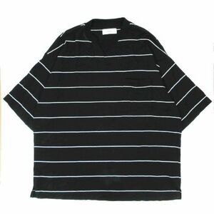 マーカ marka ボーダー柄ポケット Tシャツ カットソー Border Tee S 半袖 クルーネック 黒 白 2 メンズ