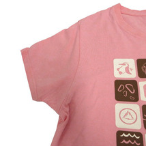 チャムス CHUMS Tシャツ 丸首 半袖 ロゴプリント コットン混 ピンク ブラウン 茶 ホワイト 白 L レディース_画像4