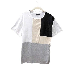 ザラマン ZARA MAN Tシャツ カットソー クルーネック 切替 半袖 M マルチカラー /YK メンズ