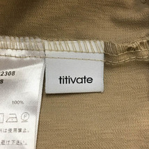 ティティベイト titivate パンツ ワイド ロング タック センタ―プレス 無地 ウエストゴム ベルト S ベージュ レディース_画像5