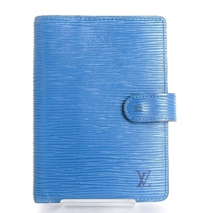 ルイヴィトン LOUIS VUITTON エピ アジェンダPM 手帳ケース カバー カードケース 6リング R20055 ブルー 青 ■SM1 メンズ レディース