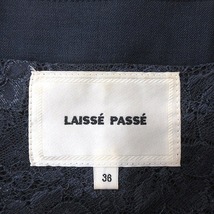 レッセパッセ LAISSE PASSE ノーカラージャケット 背抜き レース 36 紺 ネイビー /MN レディース_画像6