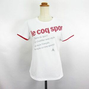  Le Coq s Porte .fle coq sportif T-shirt cut and sewn short sleeves crew neck Logo L white sport wear *EKM lady's 