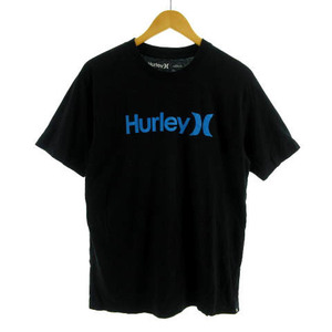 ハーレー Hurley Tシャツ 半袖 丸首 ロゴプリント コットン ブラック 黒 ブルー 青 MEDIUM メンズ