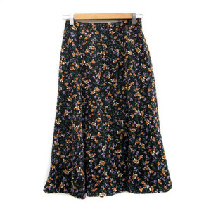  unused goods Natural Beauty Basic flair skirt long height floral print S multicolor black black /MS11 lady's 