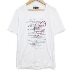ミッシェルクランオム MK MICHEL KLEIN HOMME Tシャツ カットソー 半袖 Uネック ロゴプリント 46 白 黒 ホワイト ブラック /FF52 メンズ