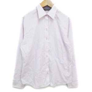 ブリックハウス バイ 東京シャツ シャツ ブラウス 長袖 透け感 ストライプ柄 大きいサイズ LL 白 ピンク ホワイト /FF29 レディース