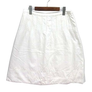 ジバンシィ GIVENCHY タック スカート 膝丈 シルク混 オフホワイト 白 44 大きいサイズ レディース