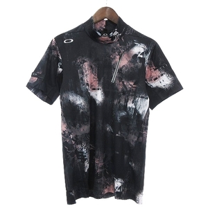 未使用品 オークリー OAKLEY SKULL BLURRED MOCK SHIRT モックネック Tシャツ カットソー 半袖 スカル FOA404227 ゴルフ ブラックプリント