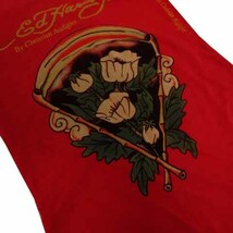 エドハーディー Ed Hardy Tシャツ 長袖 ロンT カットソー ロング丈 ロゴプリント イラストプリント レッド 赤 レディース_画像4