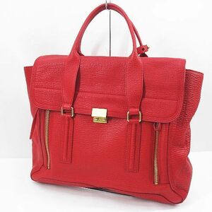 3.1 フィリップリム 3.1 phillip lim トートバッグ フラップ ゴールド金具 レッド 赤 レザー レディース