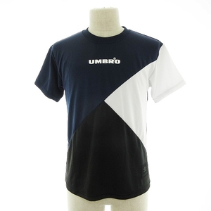 アンブロ UMBRO スポーツウェア フットボールウェア サッカーウェア シャツ 半袖 ラウンドネック プリント ロゴ S 紺 白 メンズ