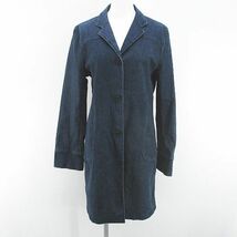 ジルサンダー JIL SANDER デニムコート ロング丈 薄手 M 紺系 ネイビー ストレッチ ポケット 綿 コットン レディース_画像1