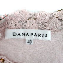 未使用品 ダナパリ DANAPARIS カットソー ノースリーブ Vネック スパンコール レース ビーズ 40 ピンク /SM7 レディース_画像4