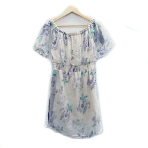  Language Language One-piece . minute sleeve knee height off shoulder floral print 38 multicolor white /MS28 lady's 