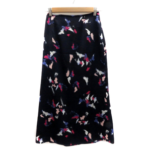  Natural Beauty Basic flair skirt maxi height long height total pattern thin S multicolor navy blue navy lady's 